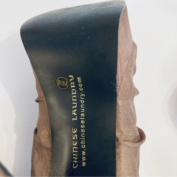 1” Platform Metallic Brown 'Haylie' Chiffon Ruffle Heels Sz 8.5 Chinese Laundry - Picture 8 of 14